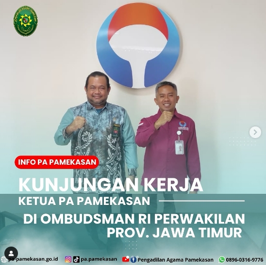 Kunjungan Kerja Ketua PA Pamekasan di Ombudsman RI Perwakilan Prov. Jawa Timur